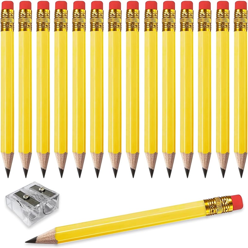Adhere 25pcs Golf Pencils with eraser Hexagon Wooden Pencils Graphite 2B for Golf Event Scoring,Classroom,Wedding,Company Meetings,Pew, Pocket (Yellow1) - Image 1
